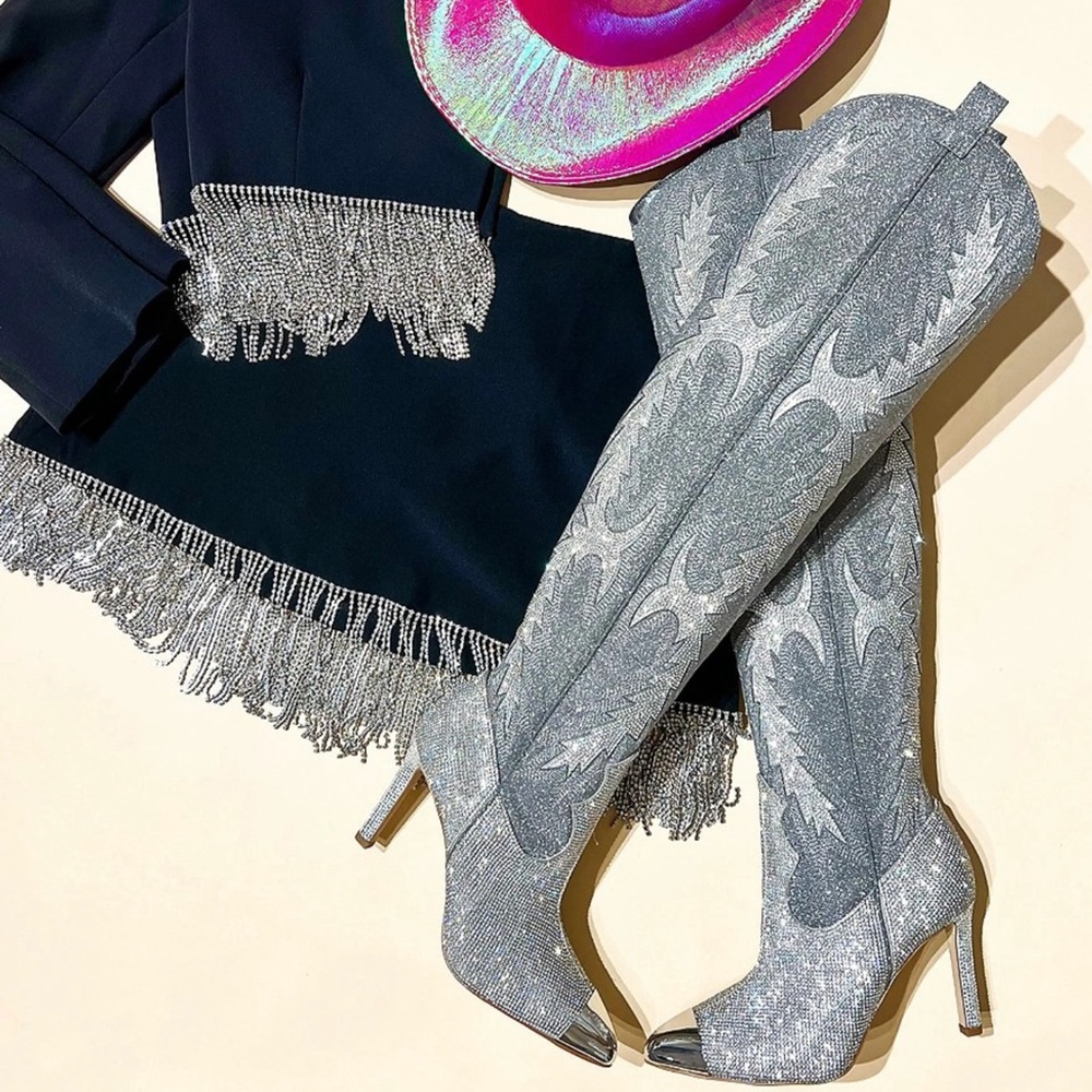 Gianni Bini Silver Over the Knee Boots